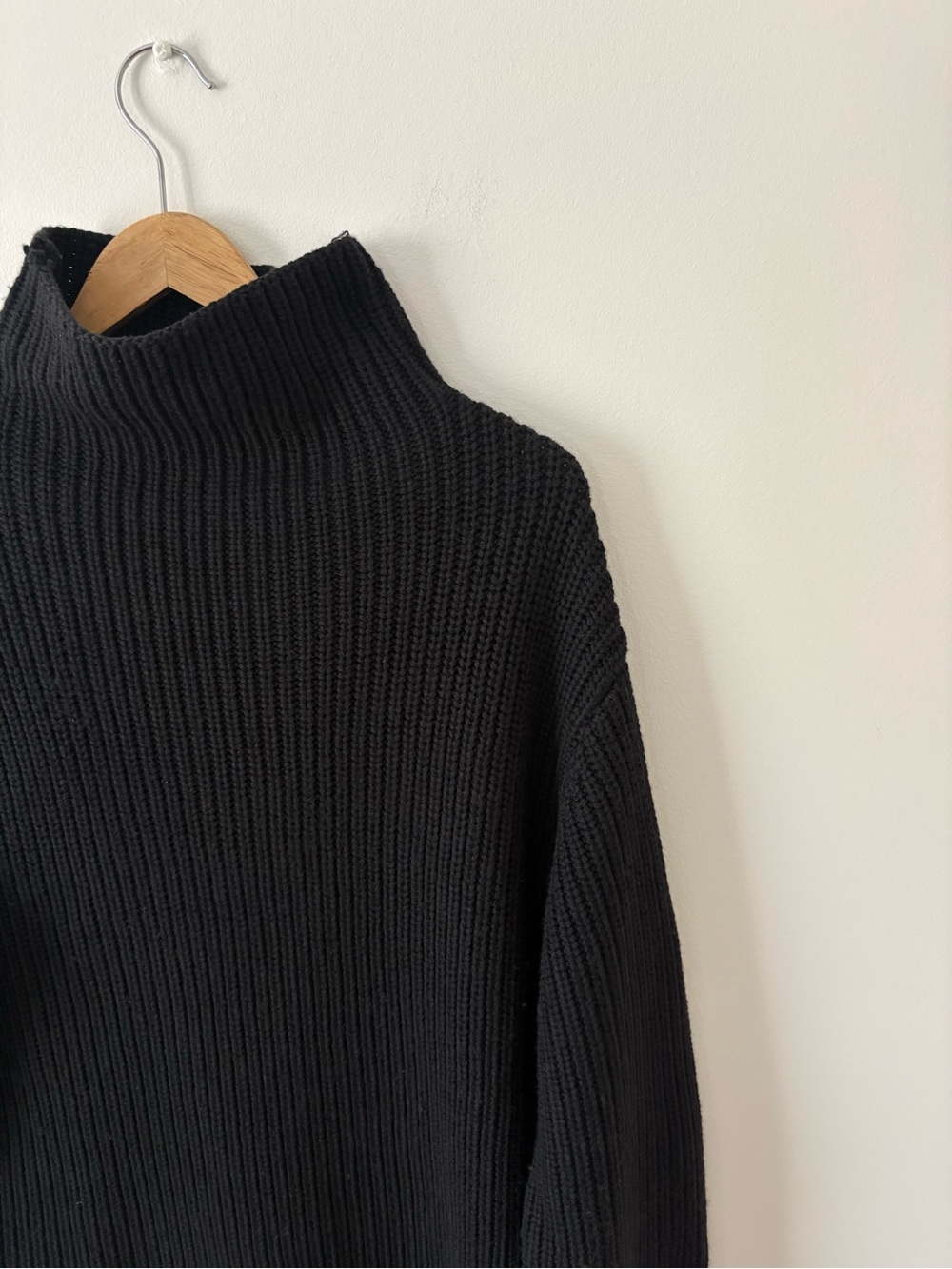 Wilfred Aritzia Black Merino Wool Knit Sweater Dress MockNeck Size XS Minimalist - Picture 3 of 10